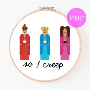 TLC Creep Cross Stitch Pattern - Modern 90s Pop Culture Nostalgia Witty Instant Download (PDF only!)