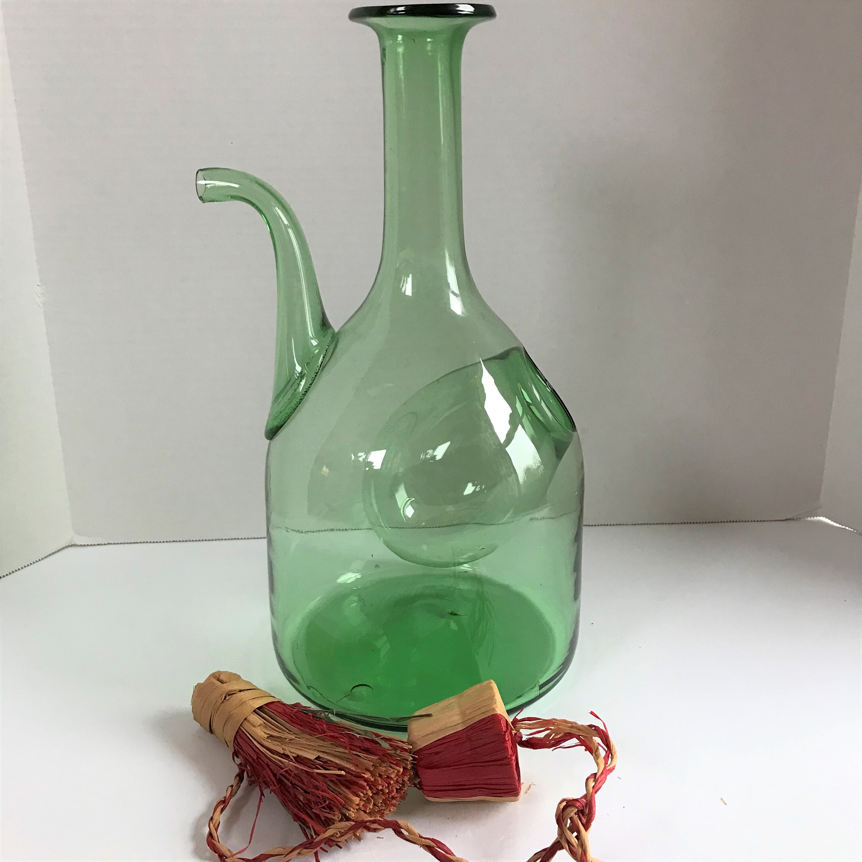 Vintage Princess House Italian Green Blown Glass Wine Decanter Etsy