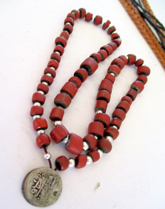 Necklace Necklace Venetian Historical Antique Red… - image 2