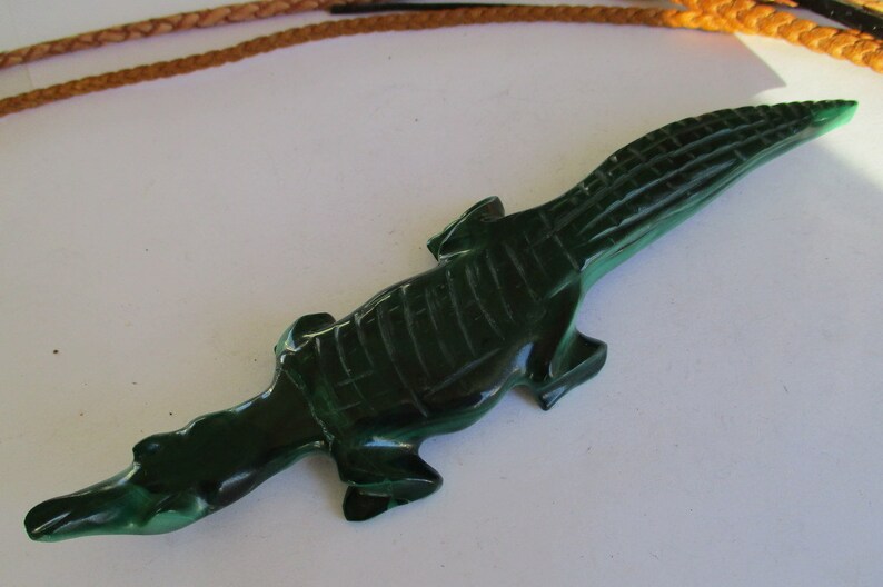 Congo Malachite Crocodile Crocodile Stone Zaire Black Africa Kaiman Figurine Heavy Stone Handmade Animal River Cameroon Kenya Tanzania