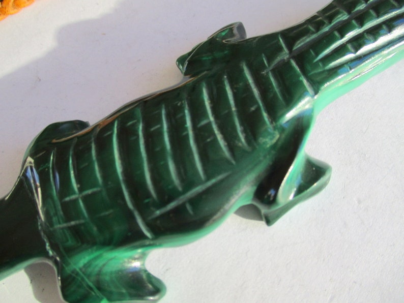 Congo Malachite Crocodile Crocodile Stone Zaire Black Africa Kaiman Figurine Heavy Stone Handmade Animal River Cameroon Kenya Tanzania