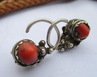 Pair of Kabyle earrings Kabylia real old 1920 Algeria Beni Yenni Aures Berber North Africa Algiers Sterling silver Museum RARE!!!