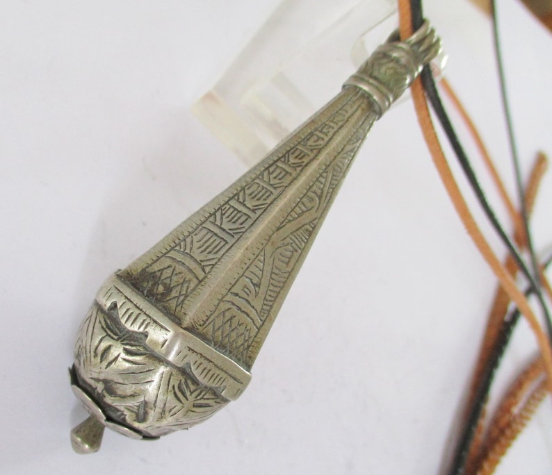 Old Sterling Silver Prayer box Medallion Flacon Marrakech Faouzi Touka Berber tribal Algeria Morocco Prayer Storage