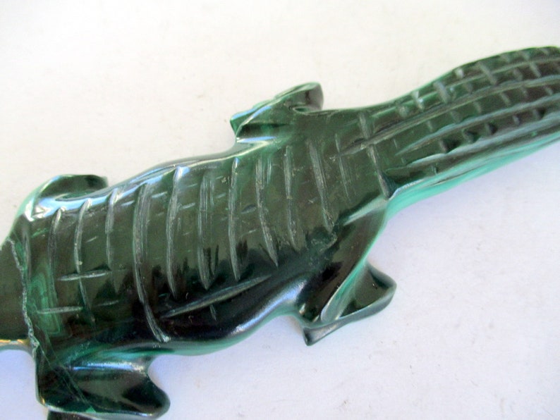 Congo Malachite Crocodile Crocodile Stone Zaire Black Africa Kaiman Figurine Heavy Stone Handmade Animal River Cameroon Kenya Tanzania