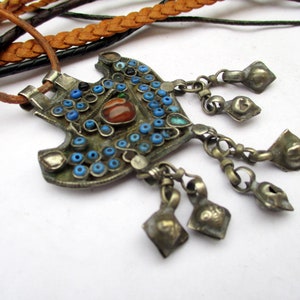 Tibet antique amulet brooch Asia beads bead Himalaya - fantastically beautiful - Turkmenistan Uzbekistan silver pendant Afghanistan