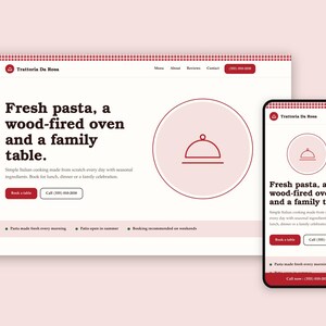 Restaurant Website Template | Editable HTML Site for Restaurant or Pizzeria | Mobile Friendly, No Coding | English + French Included