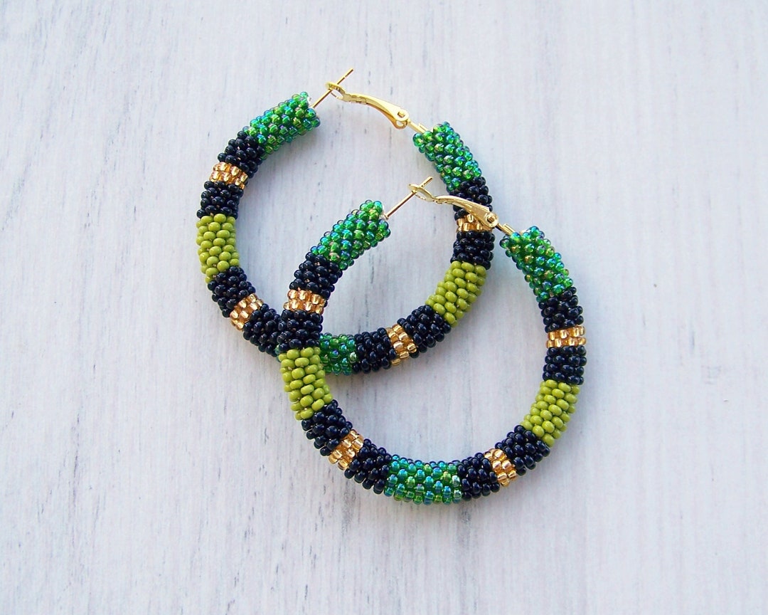 Green Snake Hoop Earrings African Style Earrings Colorful - Etsy