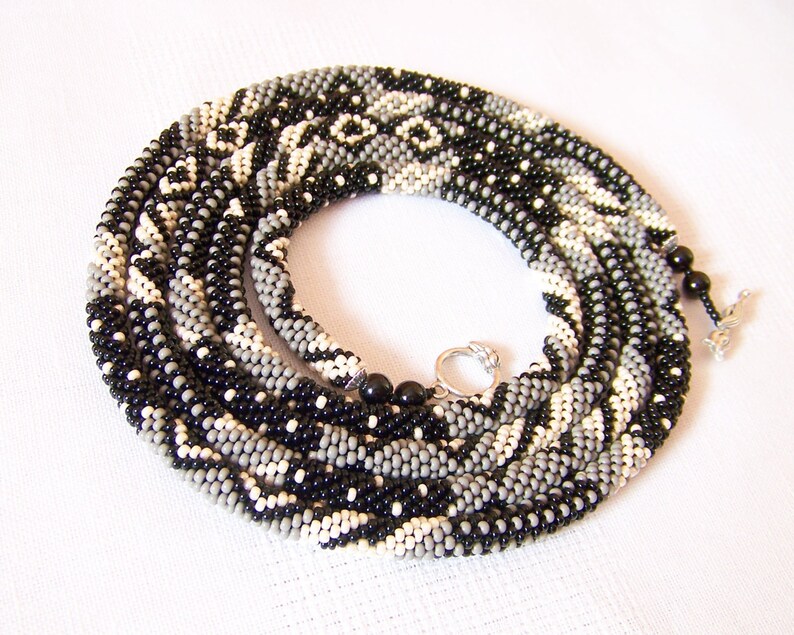 Long Beaded Crochet Rope Necklace Beadwork Seed Beads - Etsy