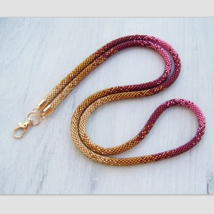 Cordino rosa bordeaux oro stile Ombre - porta badge con perline - cordino con perline donna - titolare della carta d'identità dell'insegnante - cordino da infermiera