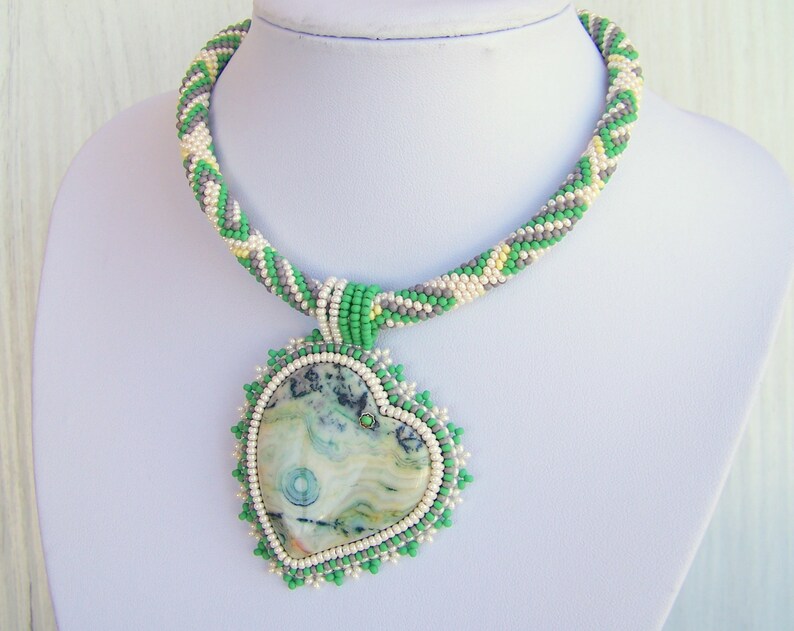 Beadwork Bead Embroidery Pendant Necklace with Multi Color Etsy