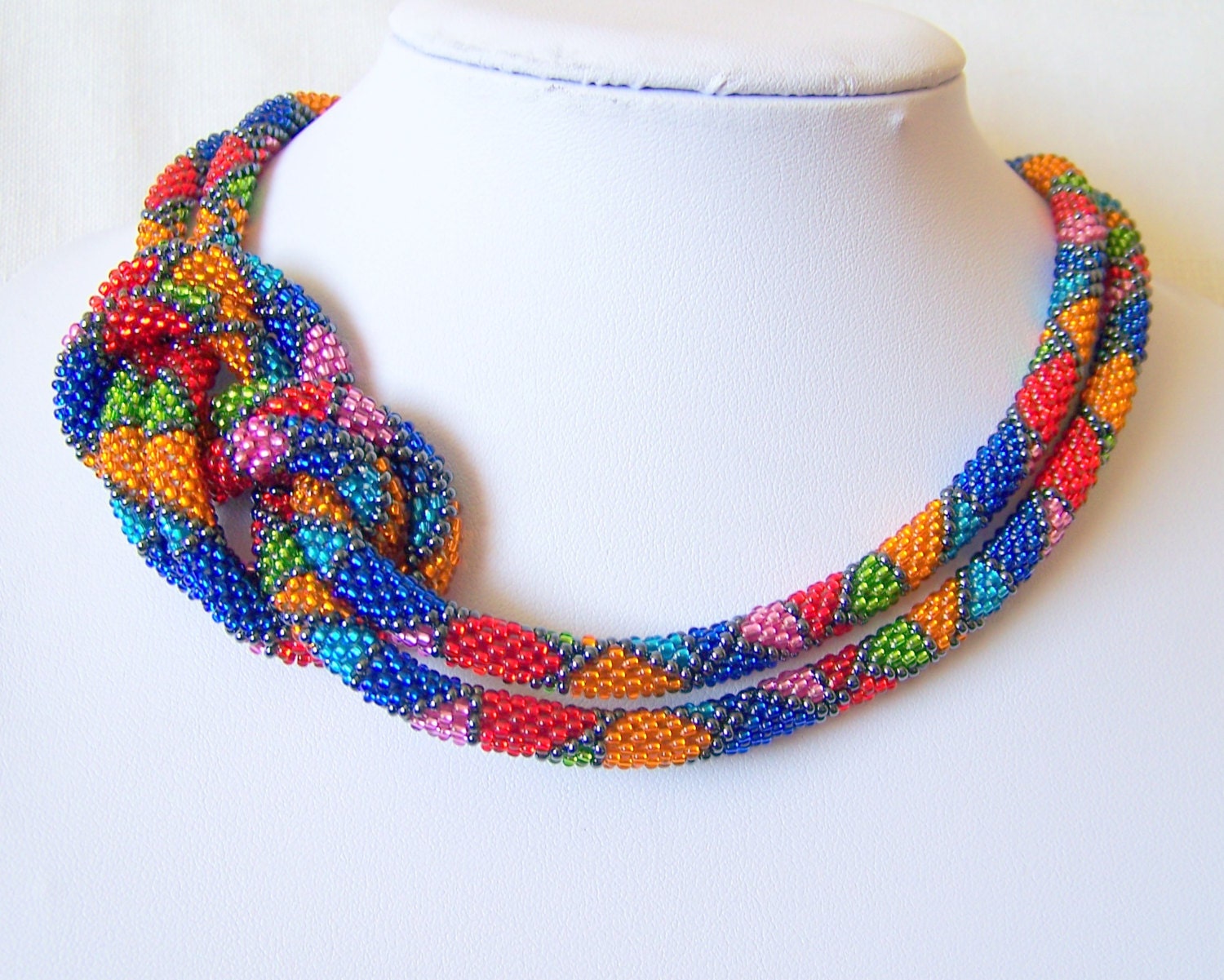 Long Beaded Crochet Rope Necklace Beadwork Seed beads Etsy