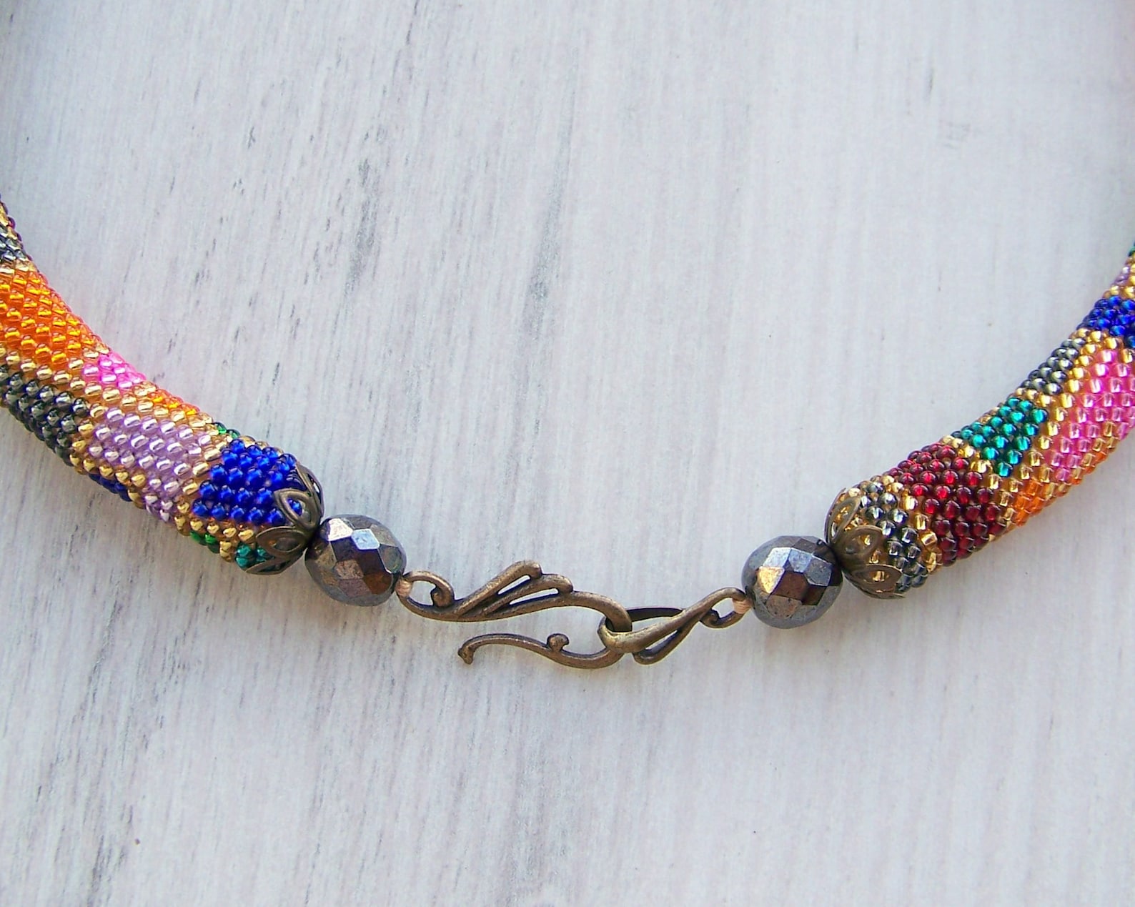 Beaded Crochet Rope Necklace Beaded Necklace Handmade Etsy