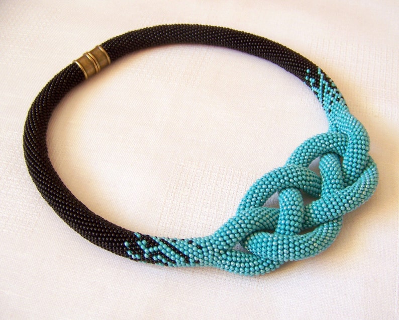 Beaded Crochet Josephine Knot Rope Necklace Beadwork Etsy