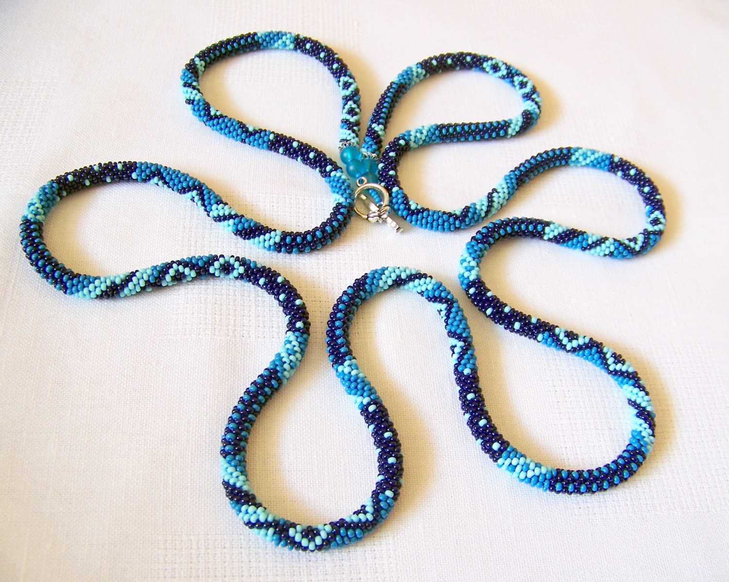 Long Beaded Crochet Rope Necklace Beadwork Seed Beads Etsy