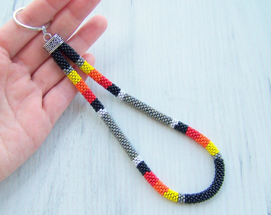 Beaded Rope Key Wrist Keychain, Beaded Colorful Keychain, Beaded Key Fob, Multi Color ...