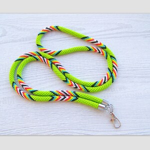 Ethnic Style Lanyard - Badge Holder - Fashion Lanyard - Beadwork Turquoise Lanyard - Beaded Id Holder - ID Card Necklace - Teacher Lanyard