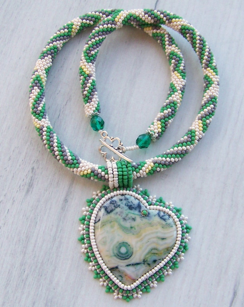 Beadwork Bead Embroidery Pendant Necklace with Multi Color Etsy