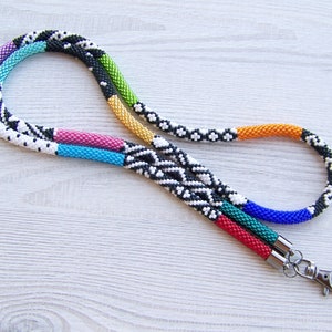 Shiny Beaded geometric lanyard woman multi-color badge holder teacher ID card holder nurse lanyard gift ideas for teacher image 2