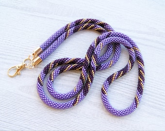 Purple Beadwork Lanyard - teacher ID card holder - Nurse Beaded Badge Holder - Beaded Id Holder - ID card Necklace - Modern lanyard