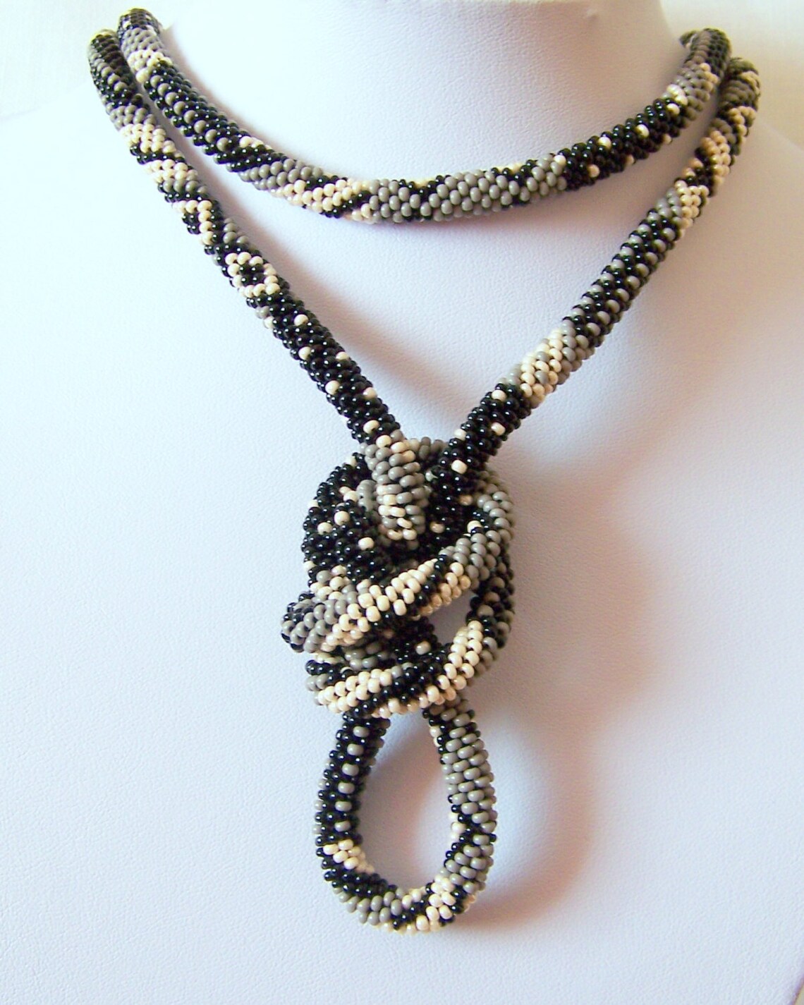 Long Beaded Crochet Rope Necklace Beadwork Seed Beads Etsy