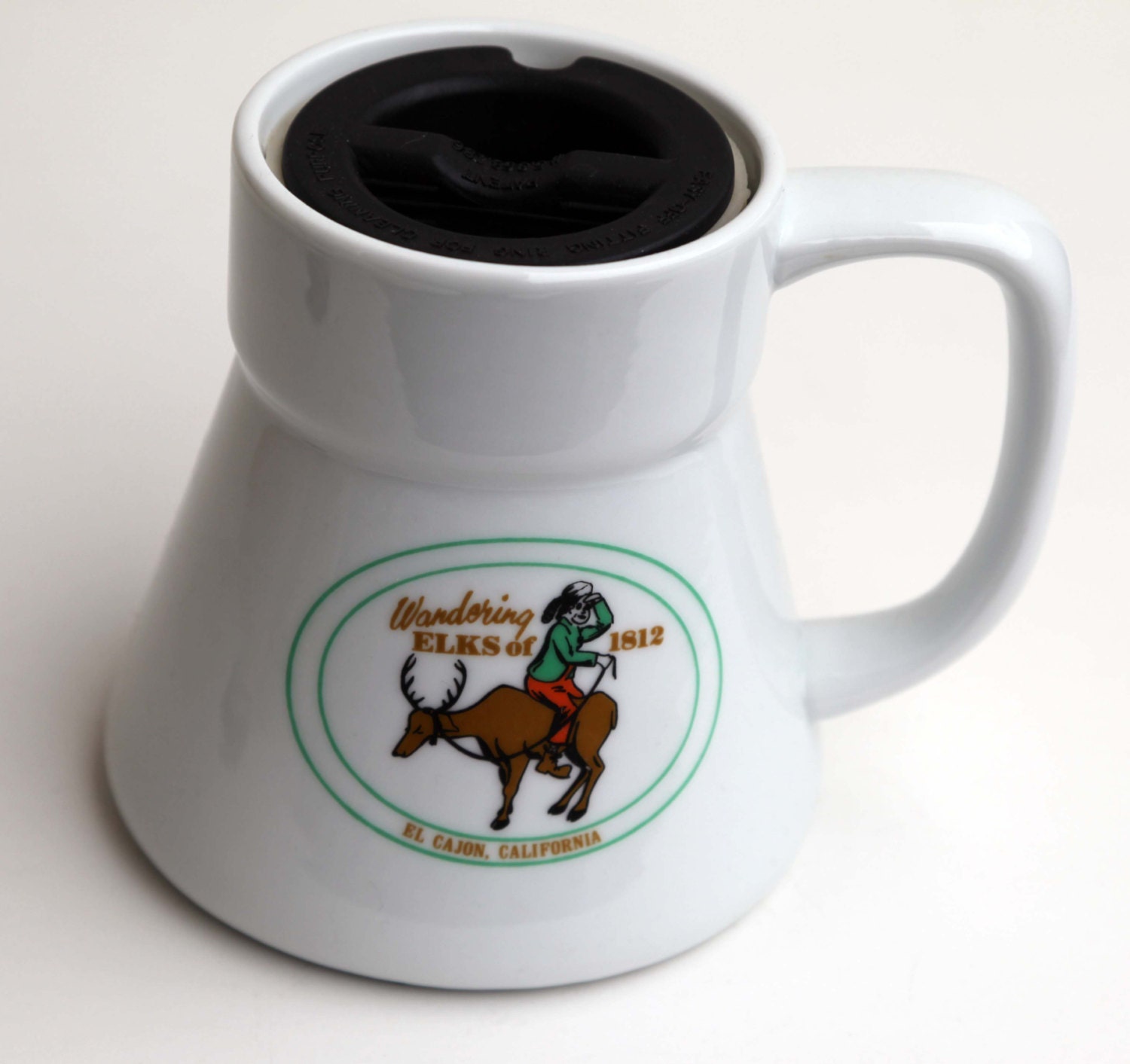 cherryREVOLVER Vintage 80s Big Ceramic Travel Mug Wide Base Etsy