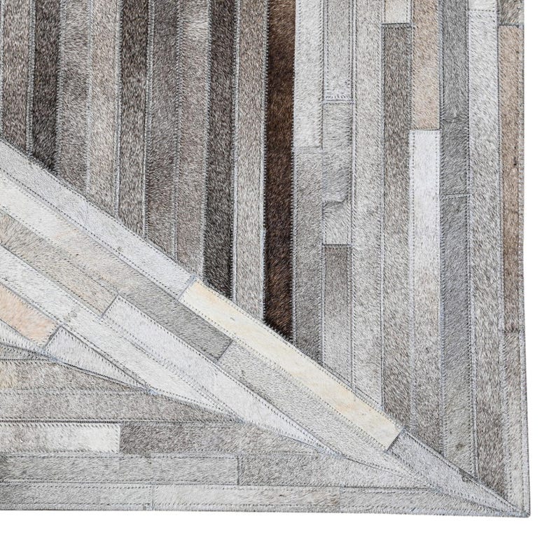 Modern Geometric Leather Rug, Brown Ivory Black Area Carpet, Luxury ...