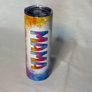 MAMA insulated tumbler with lid,  Mothers Day gift, handmade, floral, birthday for her, 20oz tumbler, gift for mom, iced coffee, skinny