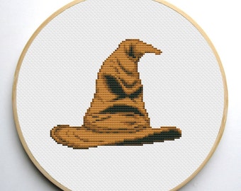 Modern Fan Art Cross stitch pattern PDF Instant Download - Wizard Hat - Magic