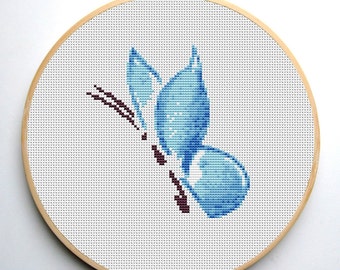 Cross stitch pattern pdf Blue Butterfly Instant Download