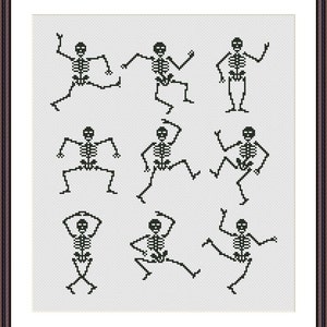 Halloween Cross stitch pattern  Dancing Skeletons Instant Download