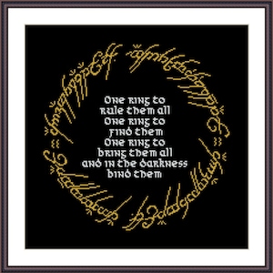 LOTR Cross Stitch Pattern PDF One Ring to Rule Them All, One Ring to Find Them