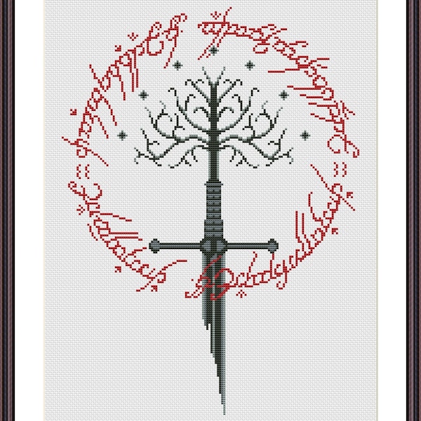 Narsil Baum von Gondor Kreuzstich Muster Instant Download PDF