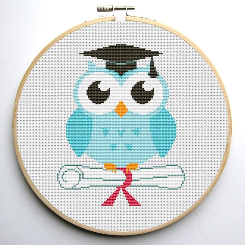 Owl Cross Stitch Pattern Graduation PDF Instant Download Etsy