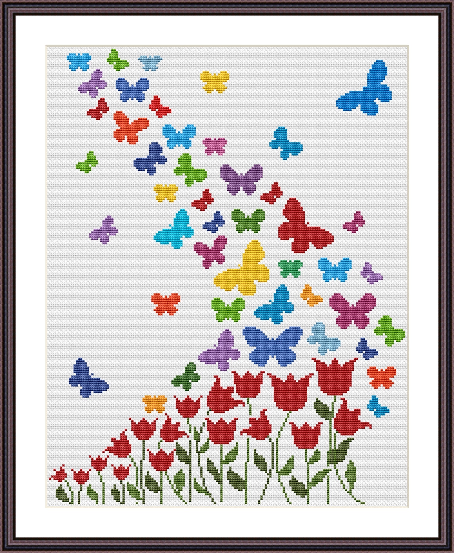 Cross Stitch Pattern Pdf Butterflies and Flowers Instant Download