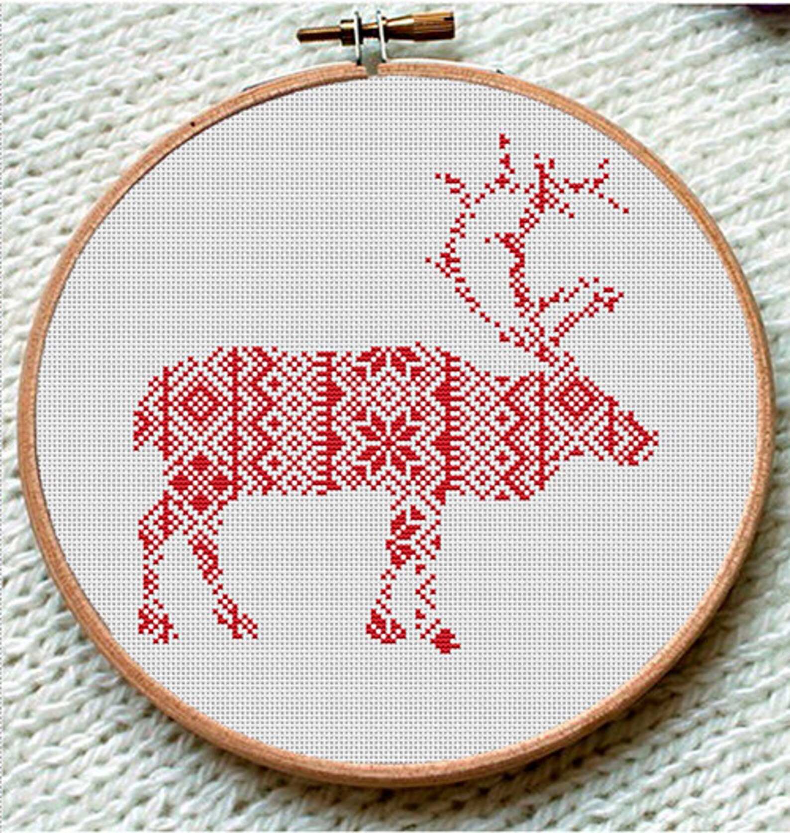 Nordic Pattern Christmas Reindeer Cross Stitch Pattern PDF Etsy Canada