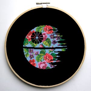 Star Fan Art Cross Stitch PDF pattern Floral Star Silhouette image 4