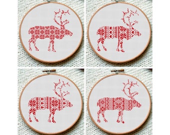 Christmas Cross Stitch Pattern Reindeer Chart Instant | Etsy