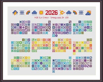 Temperature Ornaments Calendar 2026. Temperature Cross Stitch Pattern PDF. Temperature Chart Pattern. Temperature Yearly Sampler