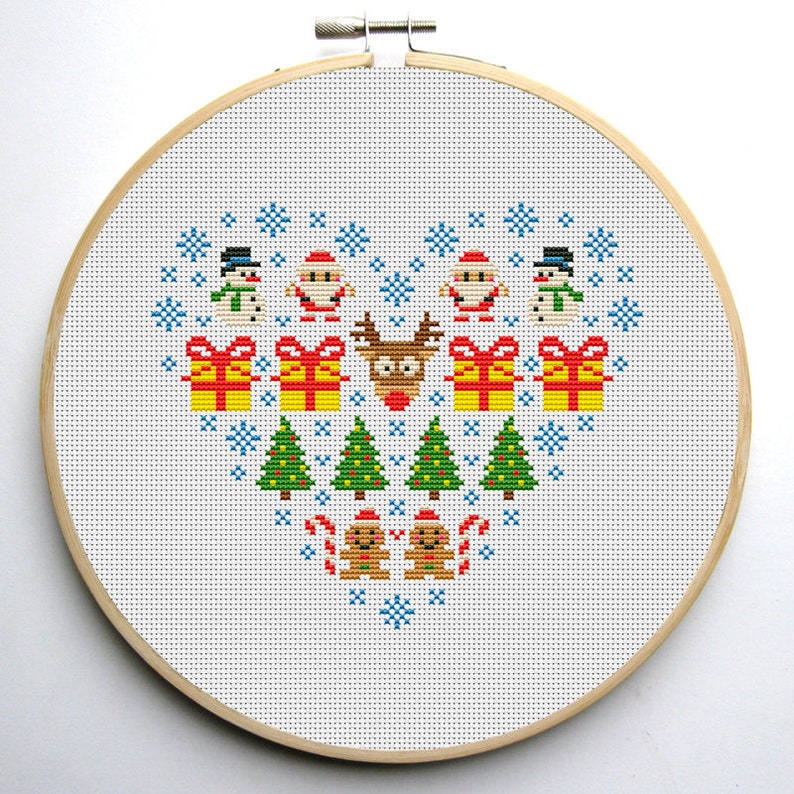 Christmas Hearts Cross Stitch Pattern PDF Instant Download - Etsy