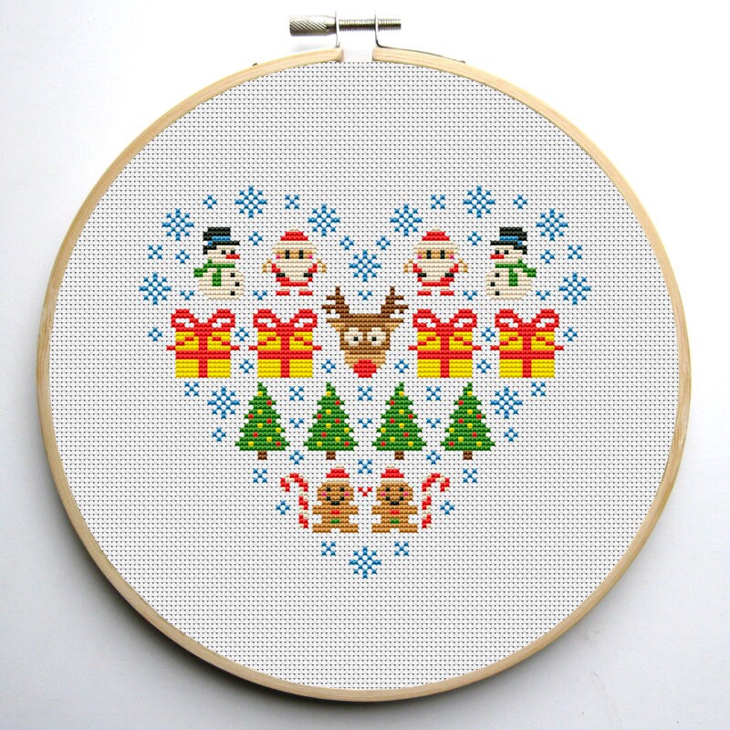 Christmas Hearts Cross Stitch Pattern PDF Instant Download - Etsy UK