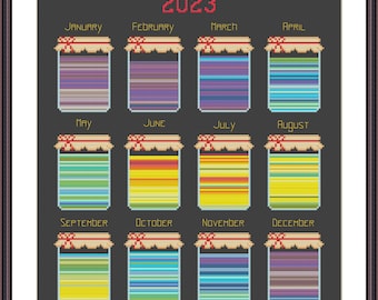 Temperature Jars Cross Stitch Pattern PDF. Temperature Cross Stitch Chart Instant Download