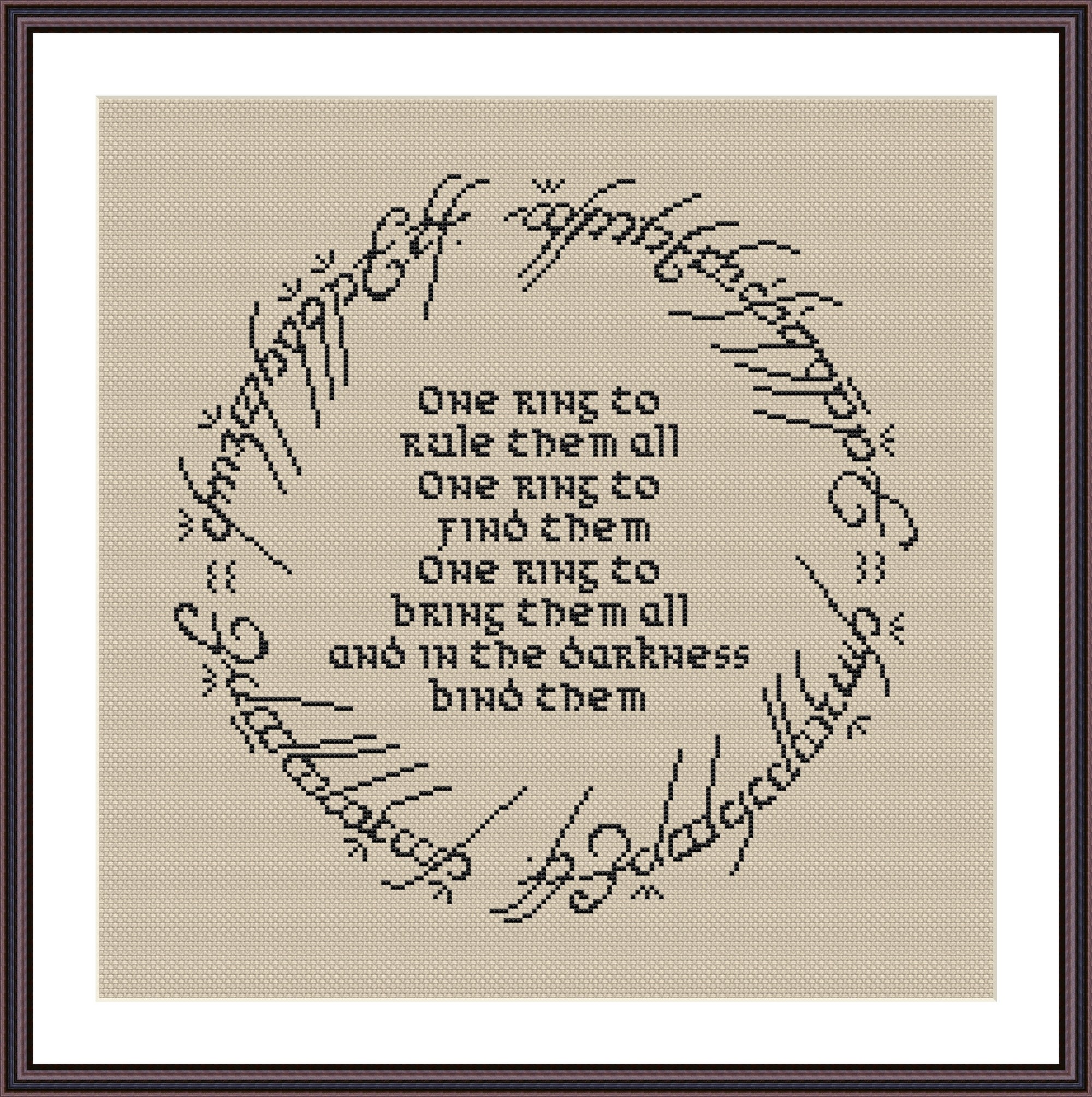 LOTR Cross Stitch Pattern PDF One Ring to Rule Them All, One Ring to ...