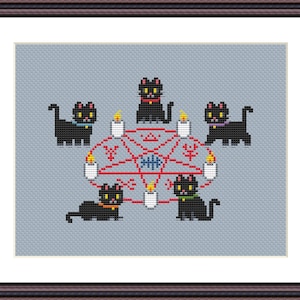 Cute Satanic Cats Kitty Cross Stitch Pattern PDF - Witchy, Witch ...