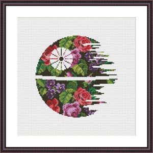 Star Fan Art Cross Stitch PDF pattern Floral Star Silhouette image 3