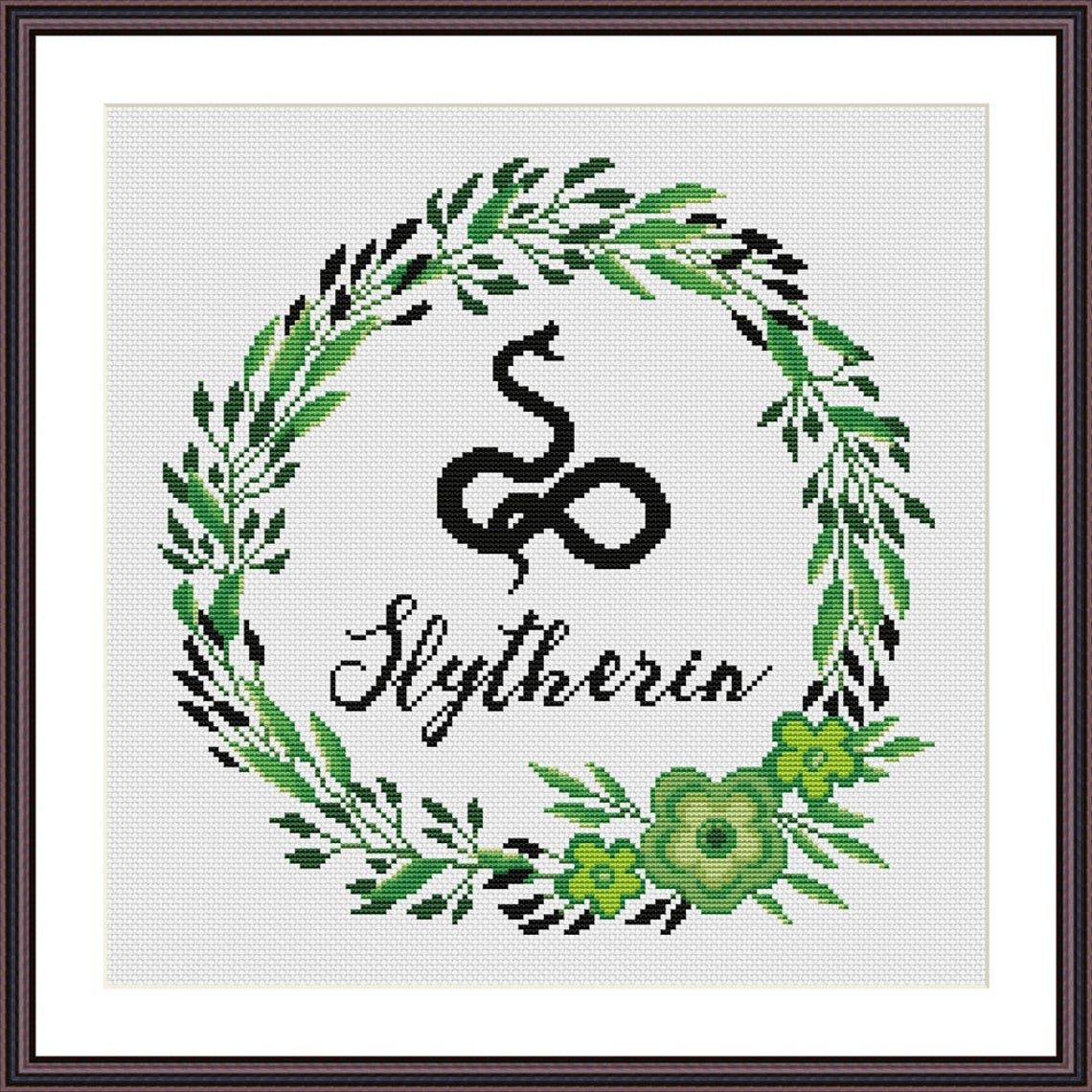 Slytherin Floral Crest Harry Potter Cross stitch pattern PDF | Etsy
