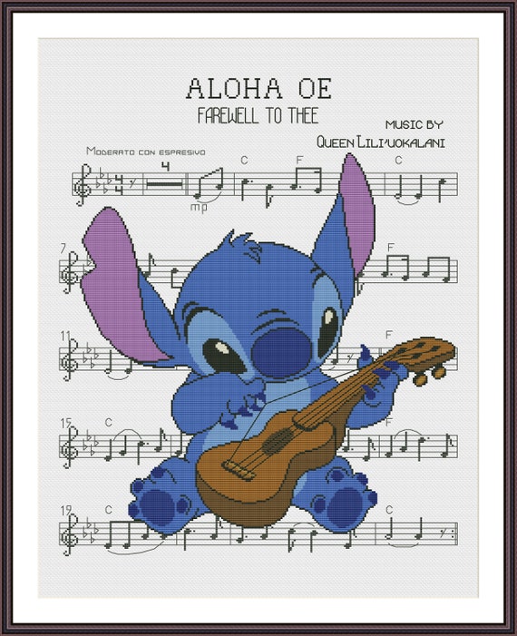 Lilo & Stitch Sheet Music Aloha Oe Cross Stitch Pattern - Etsy UK