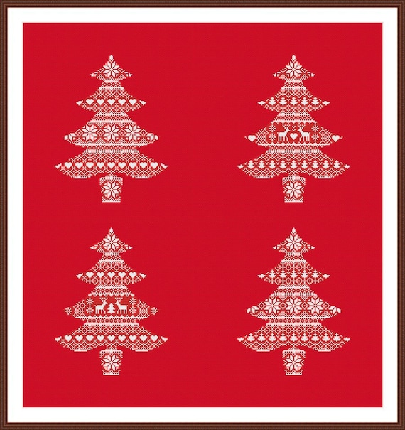 Nordic Pattern Christmas Tree Cross Stitch PDF Instant Nordic Pattern Christmas Tree Cross Stitch PDF Instant