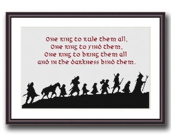 LOTR Cross Stitch Pattern PDF One Ring to Rule Them All, One Ring to Find Them