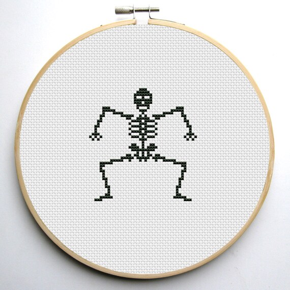 Halloween Cross stitch pattern Dancing Skeletons Instant Download