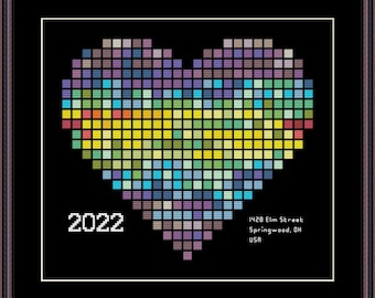 Temperature Heart Cross Stitch Pattern PDF. Temperature Cross Stitch Chart Instant Download